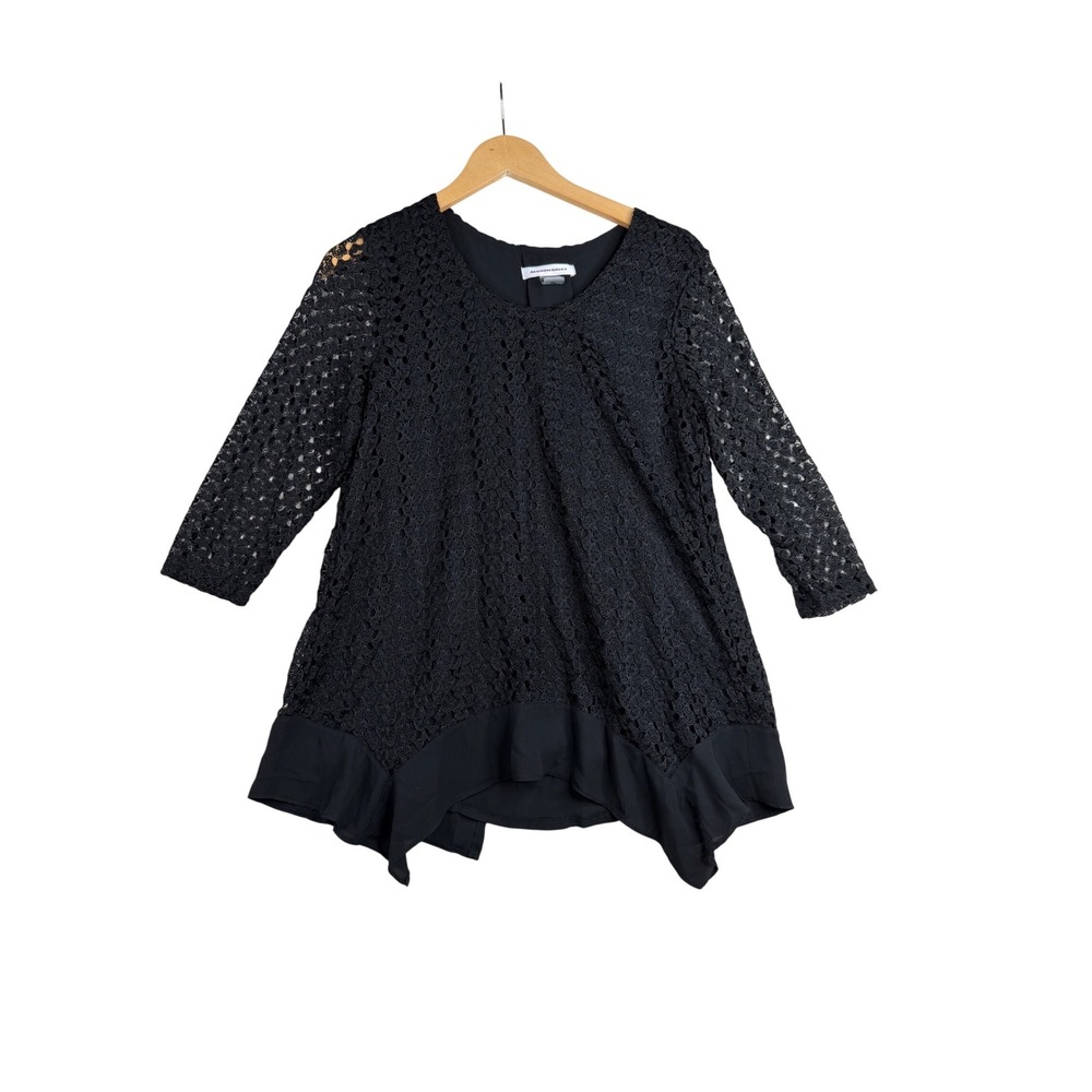 Allison Daley Lace Long Sleeve Lagenlook Whimsigoth Blouse size Small Black